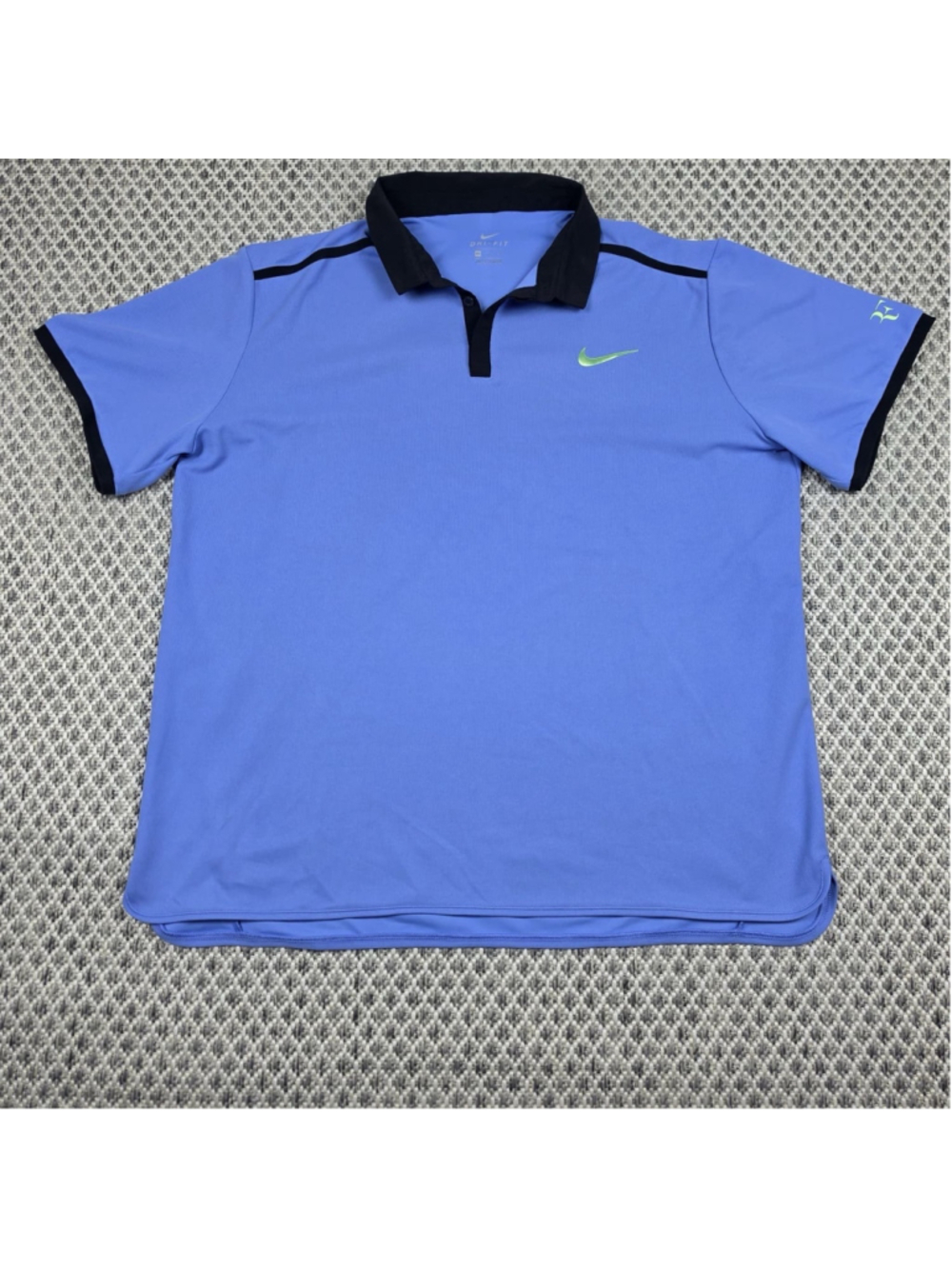 Nike Dri-FIT Roger Federer RF Tennis Polo Shirt Blue Black XXL - Picture 2 of 12